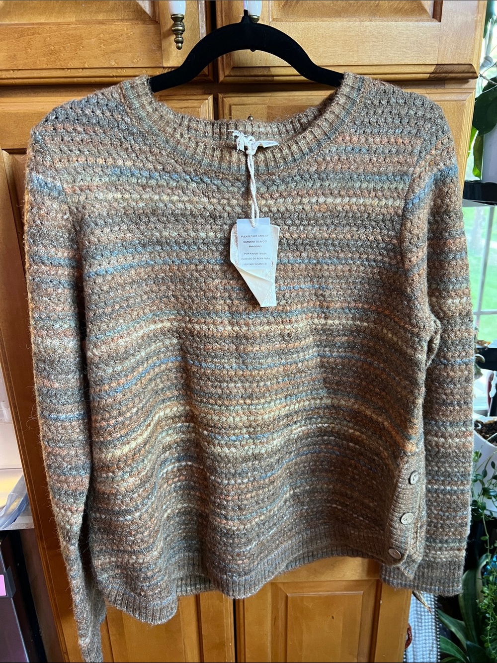 hem & thread Cozy Striped Crewneck Sweater - large